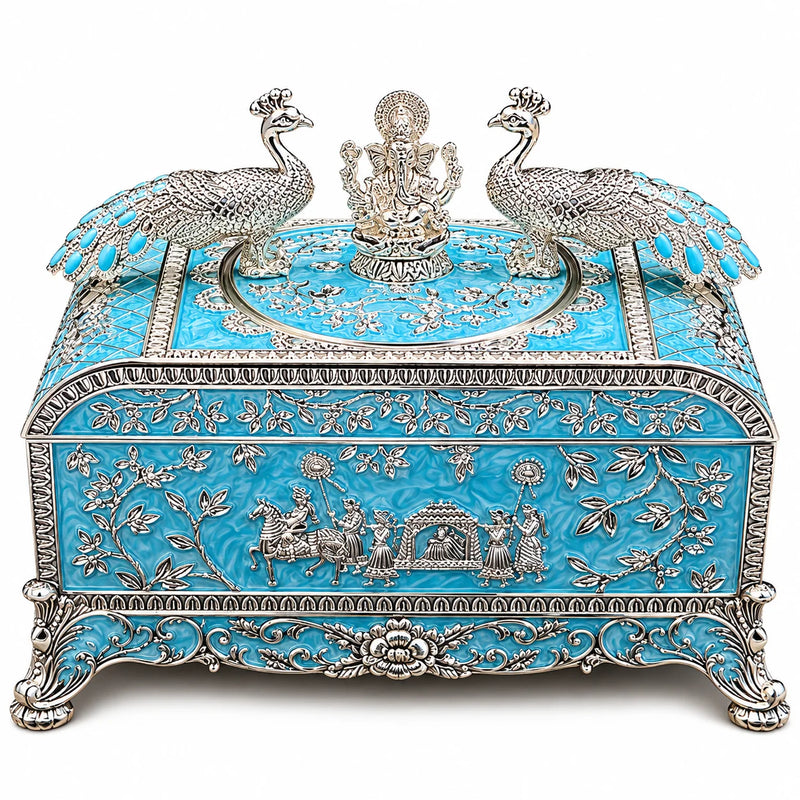 Blue Ganesha Peacock Decorative Jewellery Box