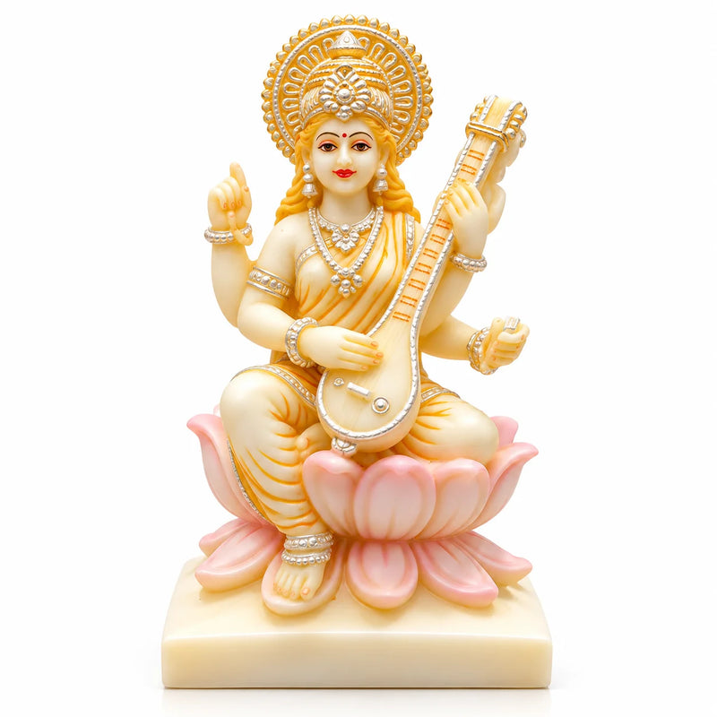 Goddess Saraswati Idol on Lotus