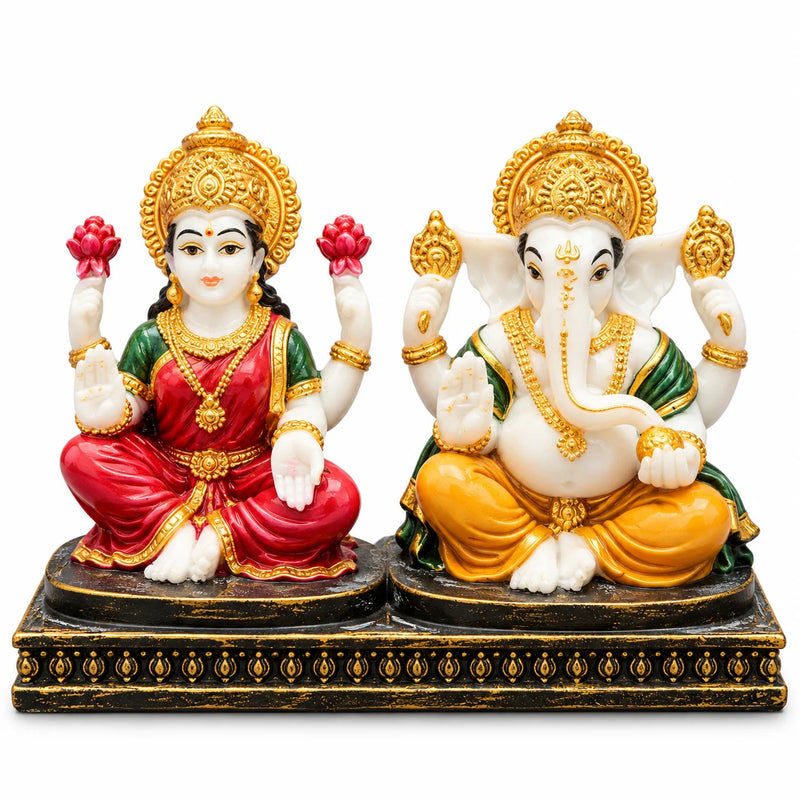 Lakshmi Ganesha Statue with Lotus