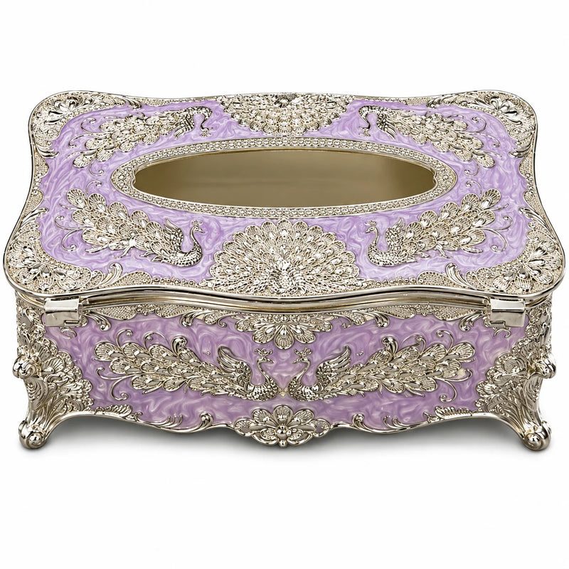 Lavender Peacock Decorative Tissue Box Holder