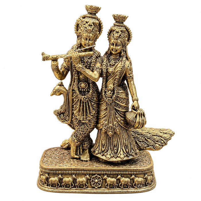 Antique Gold Radha Krishna Showpiece – Traditional Decorative Idol