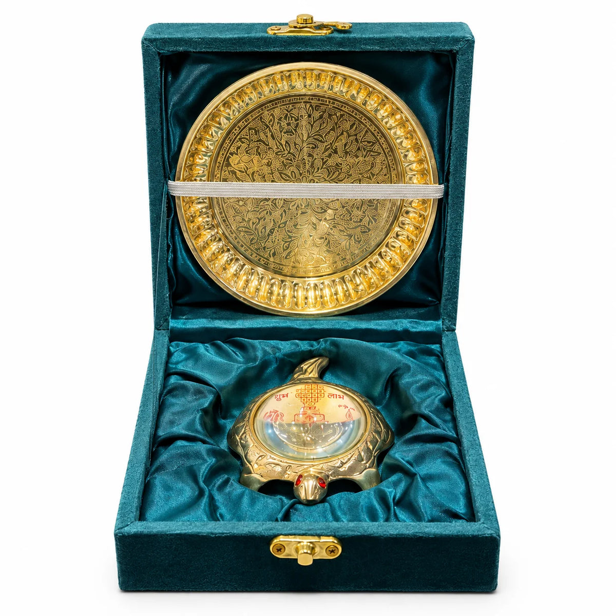 Brass Puja Thali Gift Set | Traditional Pooja Thali with Decorative Box