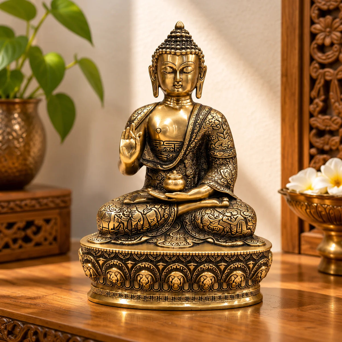 Premium Antique Golden Buddha Statue for Home Decor