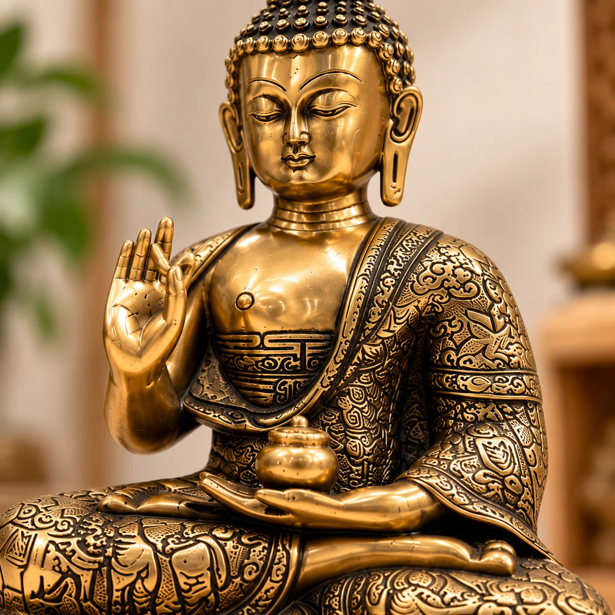 Premium Antique Golden Buddha Statue for Home Decor