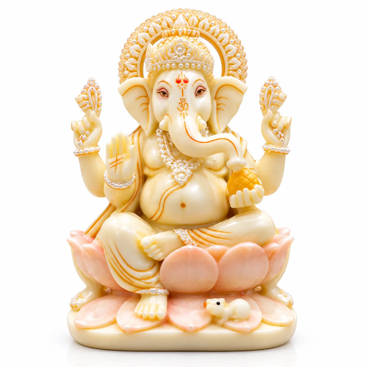 White Ganesha Idol on Lotus | Elegant Lord Ganesh Murti for Home & Pooja Decor
