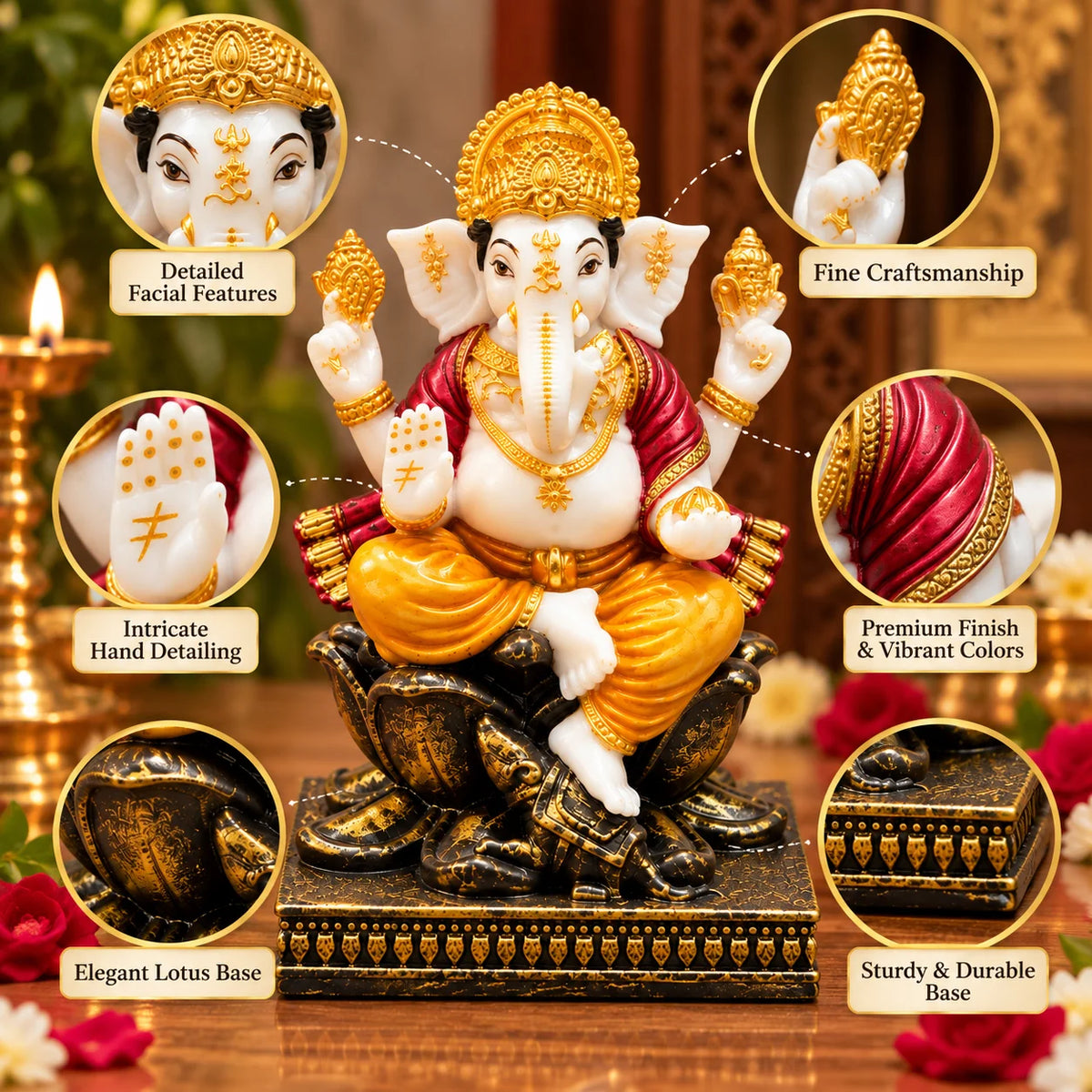 Ganesha Idol Statue | Traditional Lord Ganesha Decorative Idol for Home & Pooja