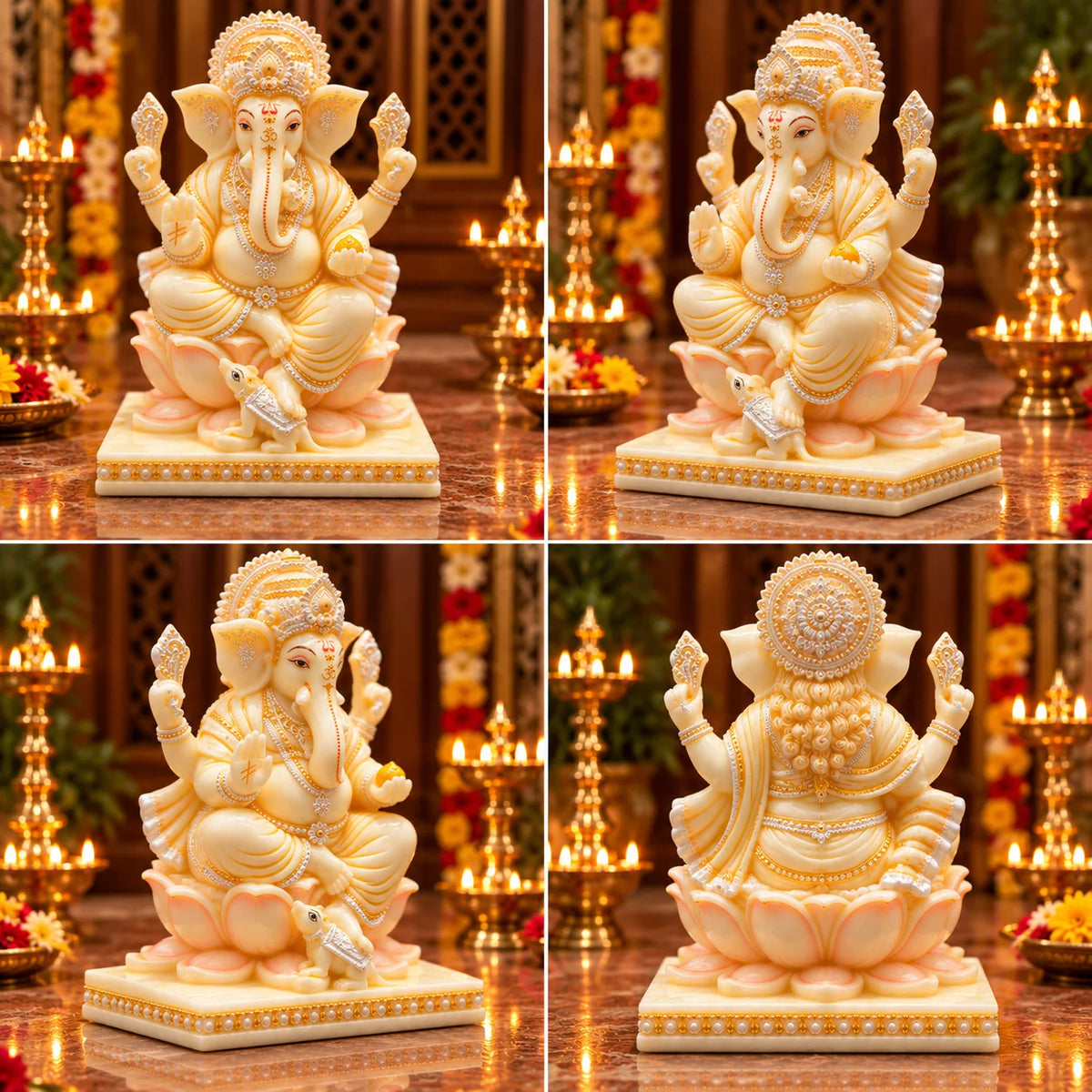 White Ganesha Idol Statue | Elegant Lord Ganesh Murti for Home & Pooja Decor