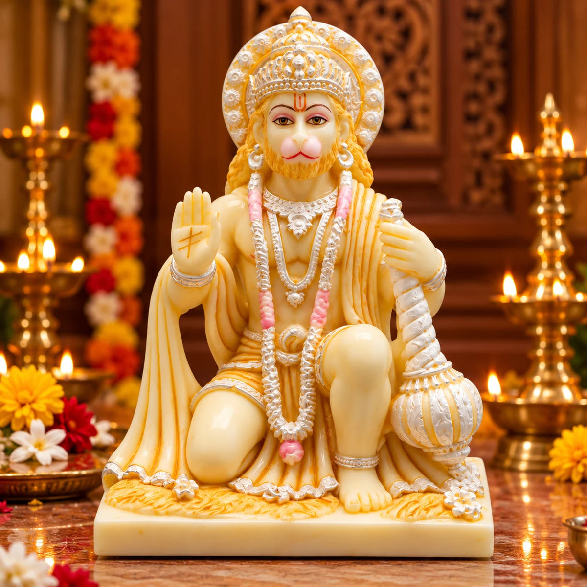 White Hanuman Idol | Lord Hanuman Ji Statue for Home & Pooja Decor