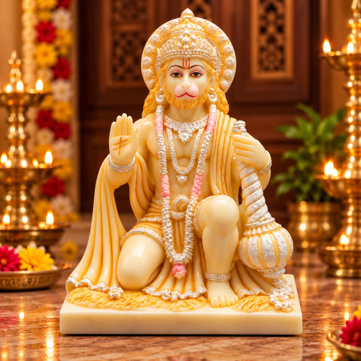 White Hanuman Idol | Lord Hanuman Ji Statue for Home & Pooja Decor