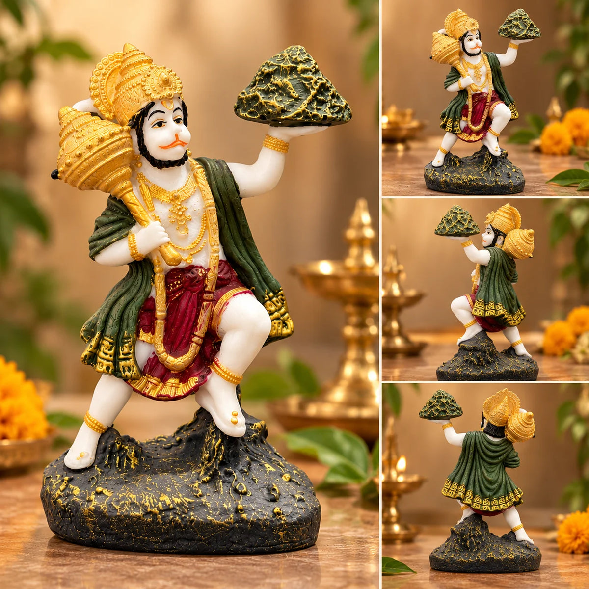 Lord Hanuman Statue | Traditional Hanuman Ji Idol with Sanjeevani Mountain