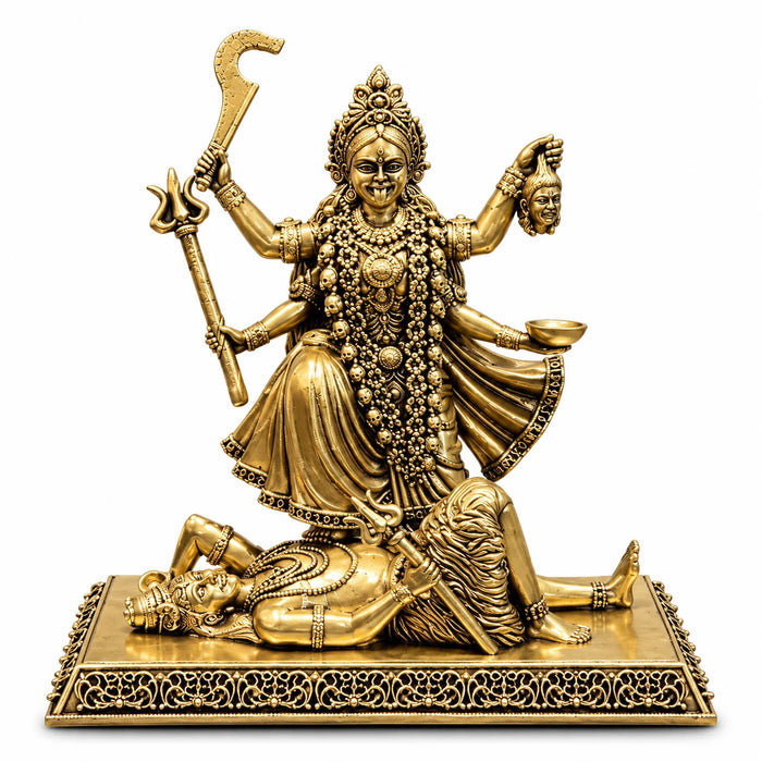 Antique Gold Kali Mata Idol – Traditional Hindu Religious Decor