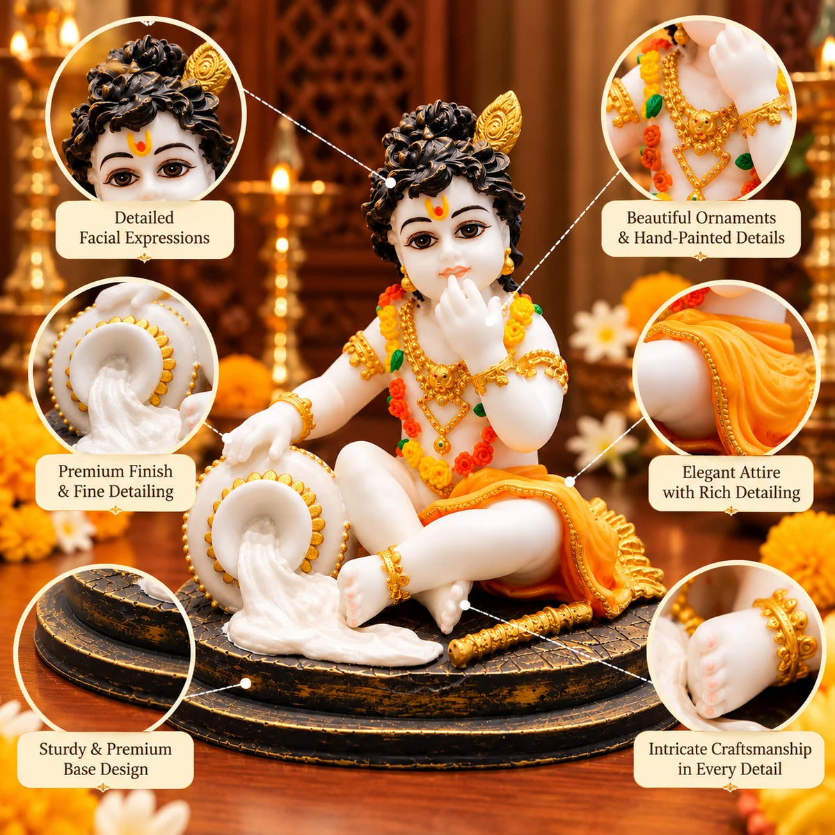 Bal Krishna Statue with Makhan | Laddu Gopal Krishna Idol