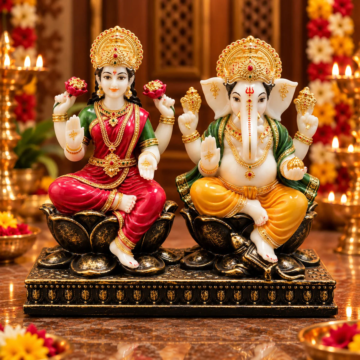 Lakshmi Ganesha Statue | Goddess Lakshmi & Lord Ganesha Idol