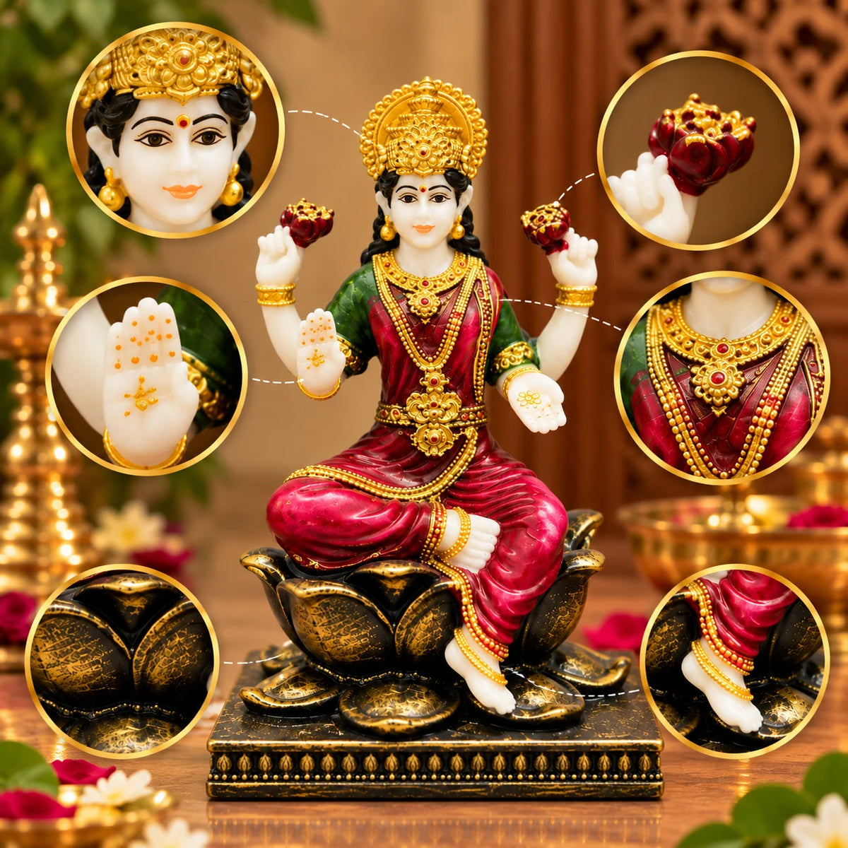Goddess Lakshmi Statue | Lakshmi Devi Idol with Lotus