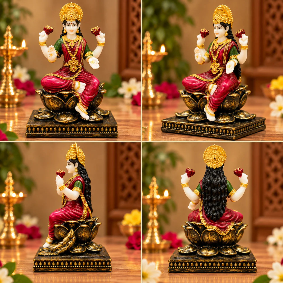 Goddess Lakshmi Statue | Lakshmi Devi Idol with Lotus