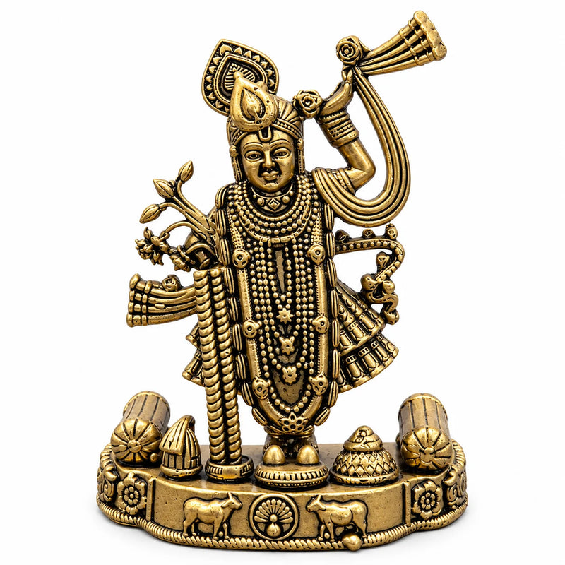 Antique Gold Lord Venkateswara Balaji Statue with Ornate Base