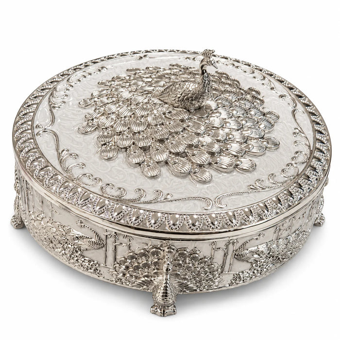 Silver Peacock Decorative Jewellery Box