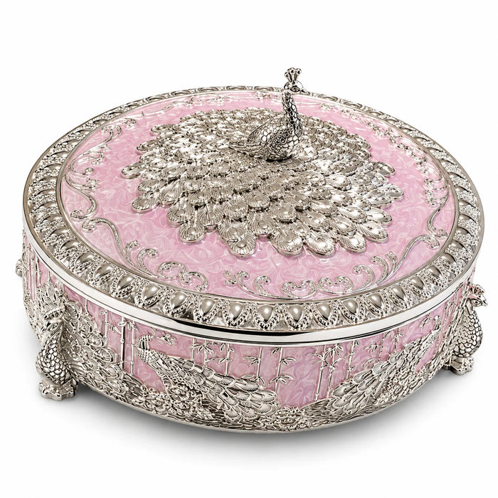 Pink Peacock Decorative Jewellery Box