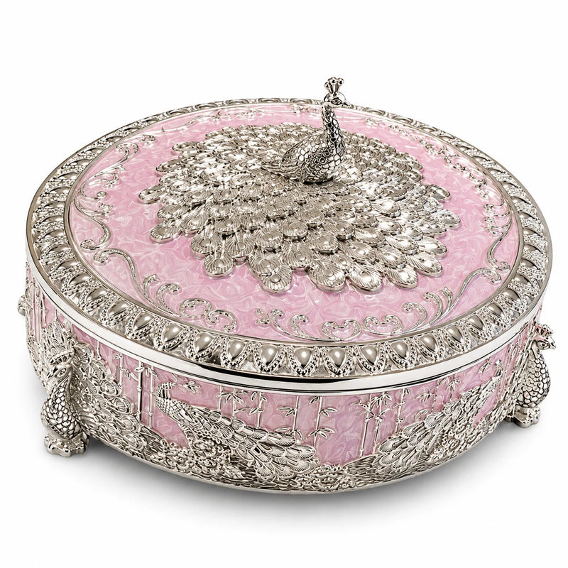 Pink Peacock Decorative Jewellery Box