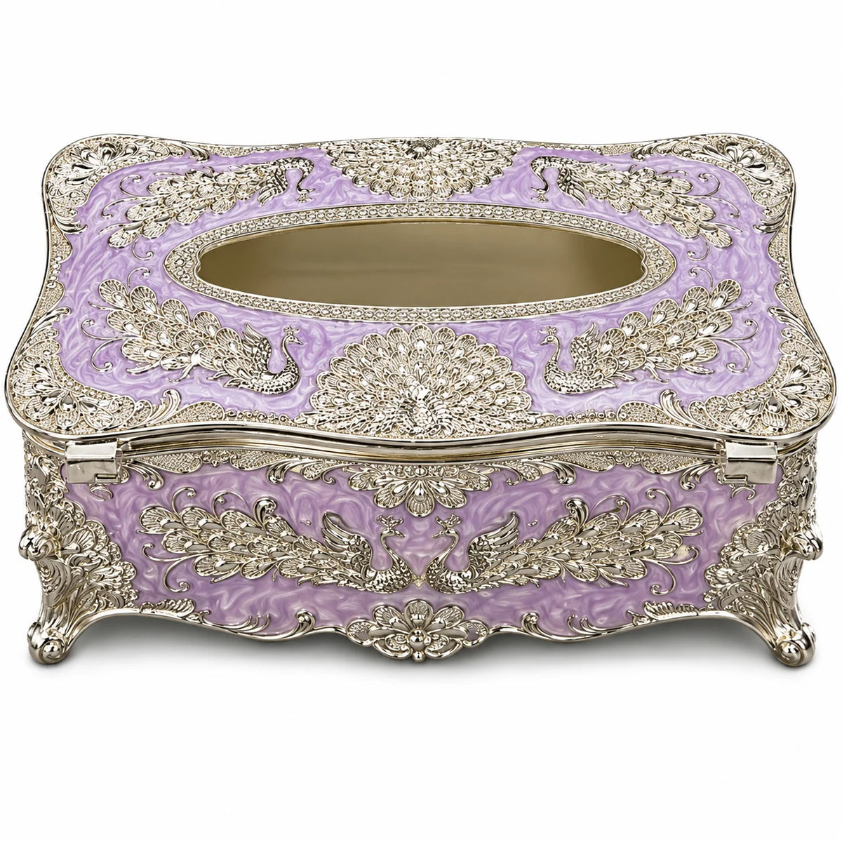 Lavender Peacock Decorative Tissue Box Holder