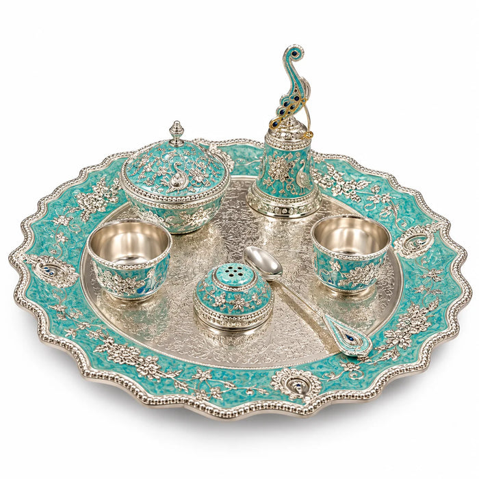 Mint Green Royal Pooja Thali Set