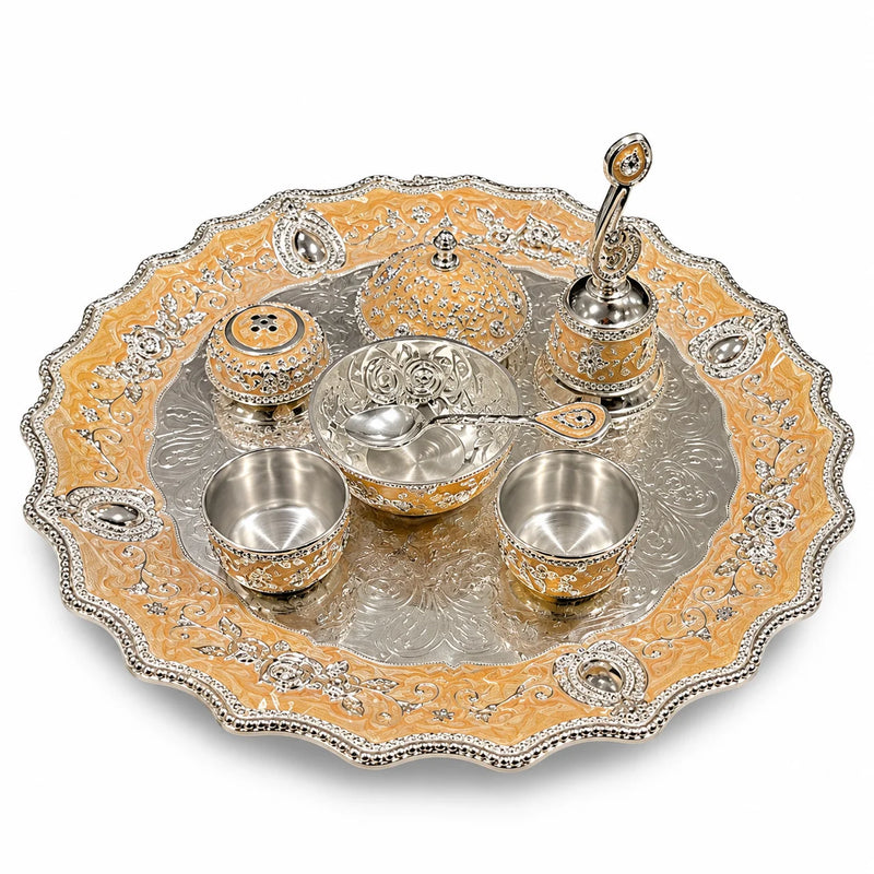 Golden Yellow Royal Pooja Thali Set