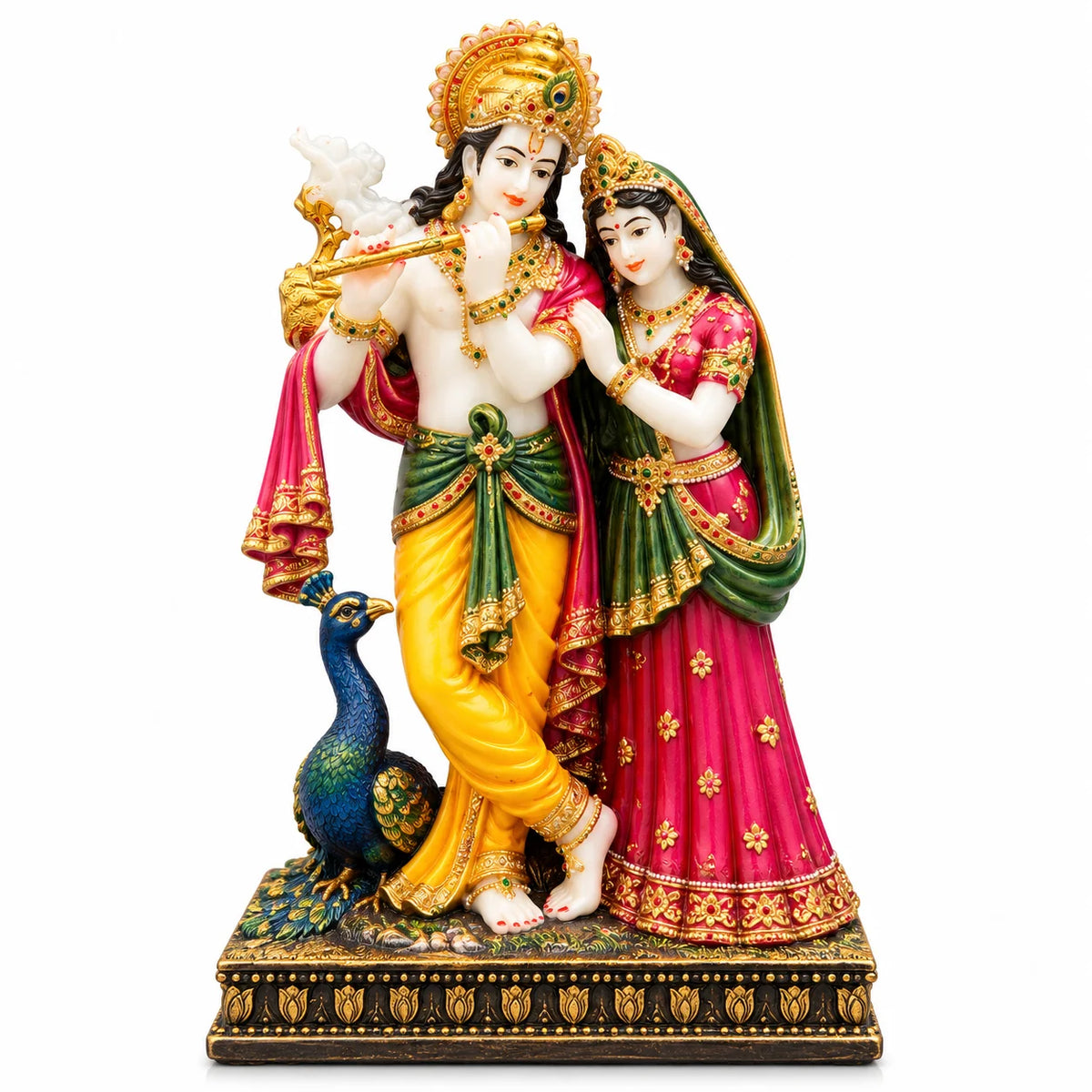 Radha Krishna Statue | Radha Krishna Idol with Peacock