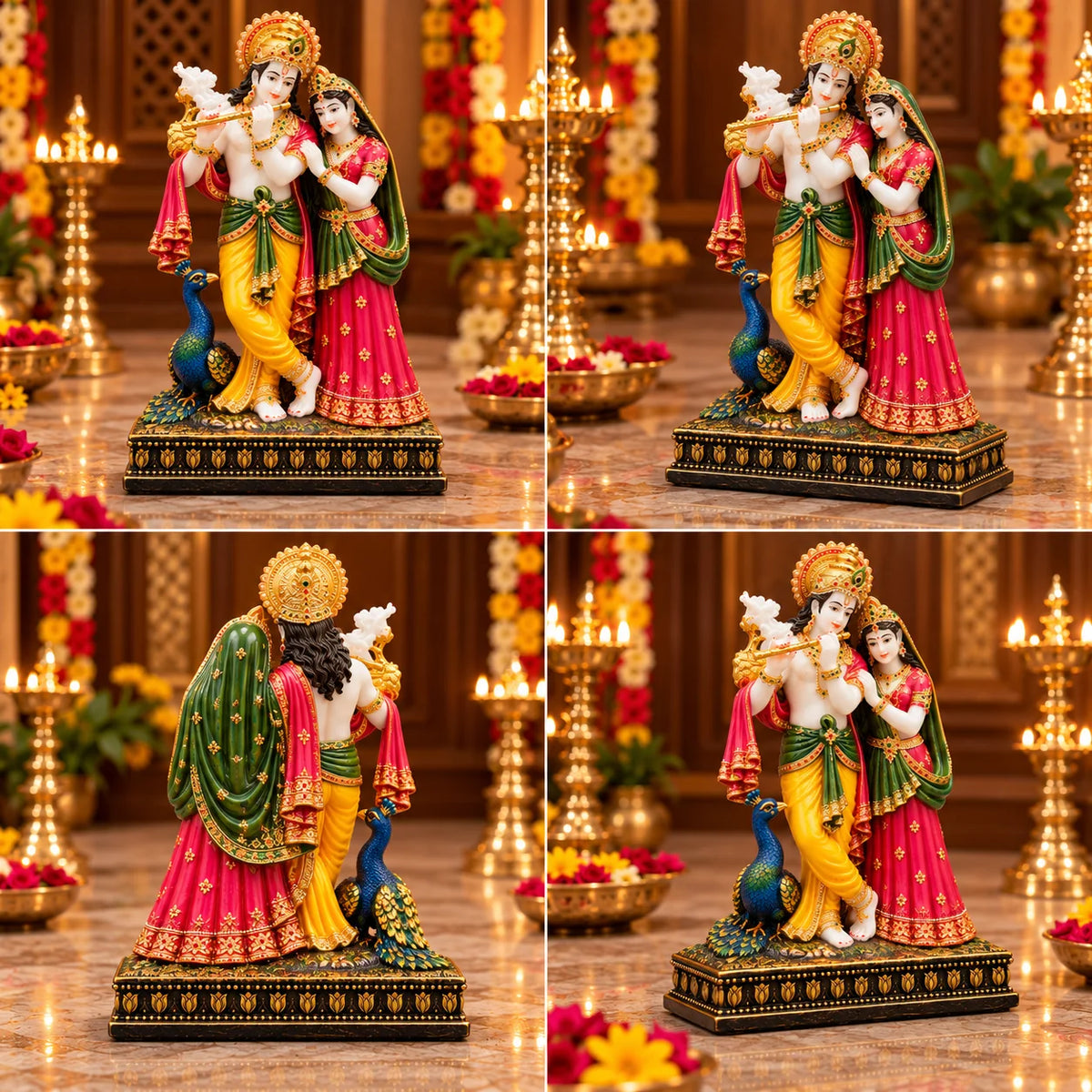 Radha Krishna Statue | Radha Krishna Idol with Peacock
