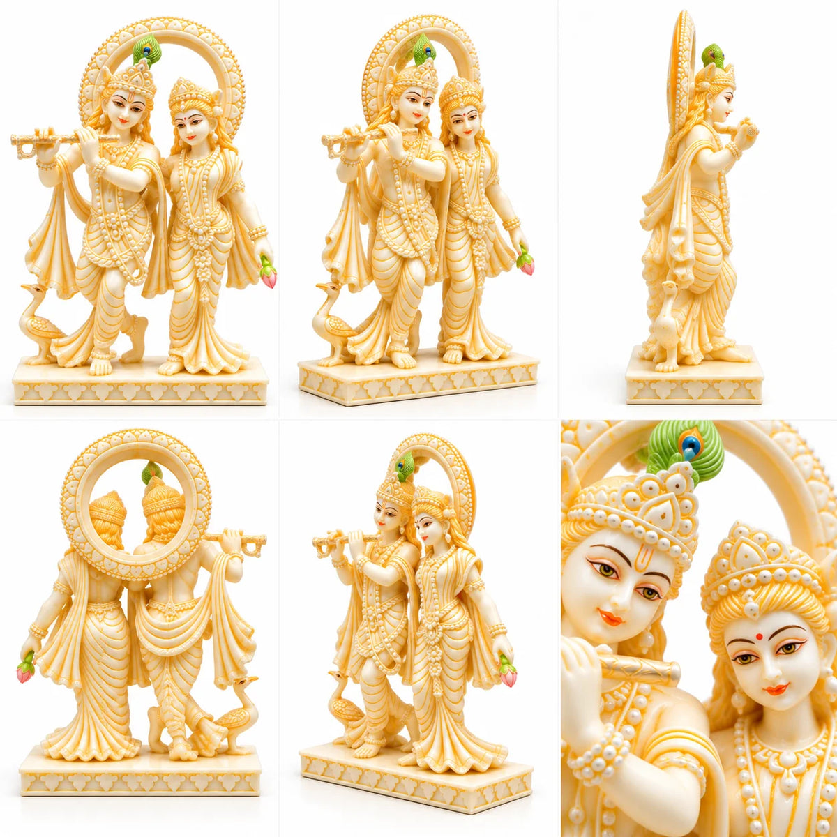Radha Krishna Statue | Radha Krishna Idol with Peacock Feather