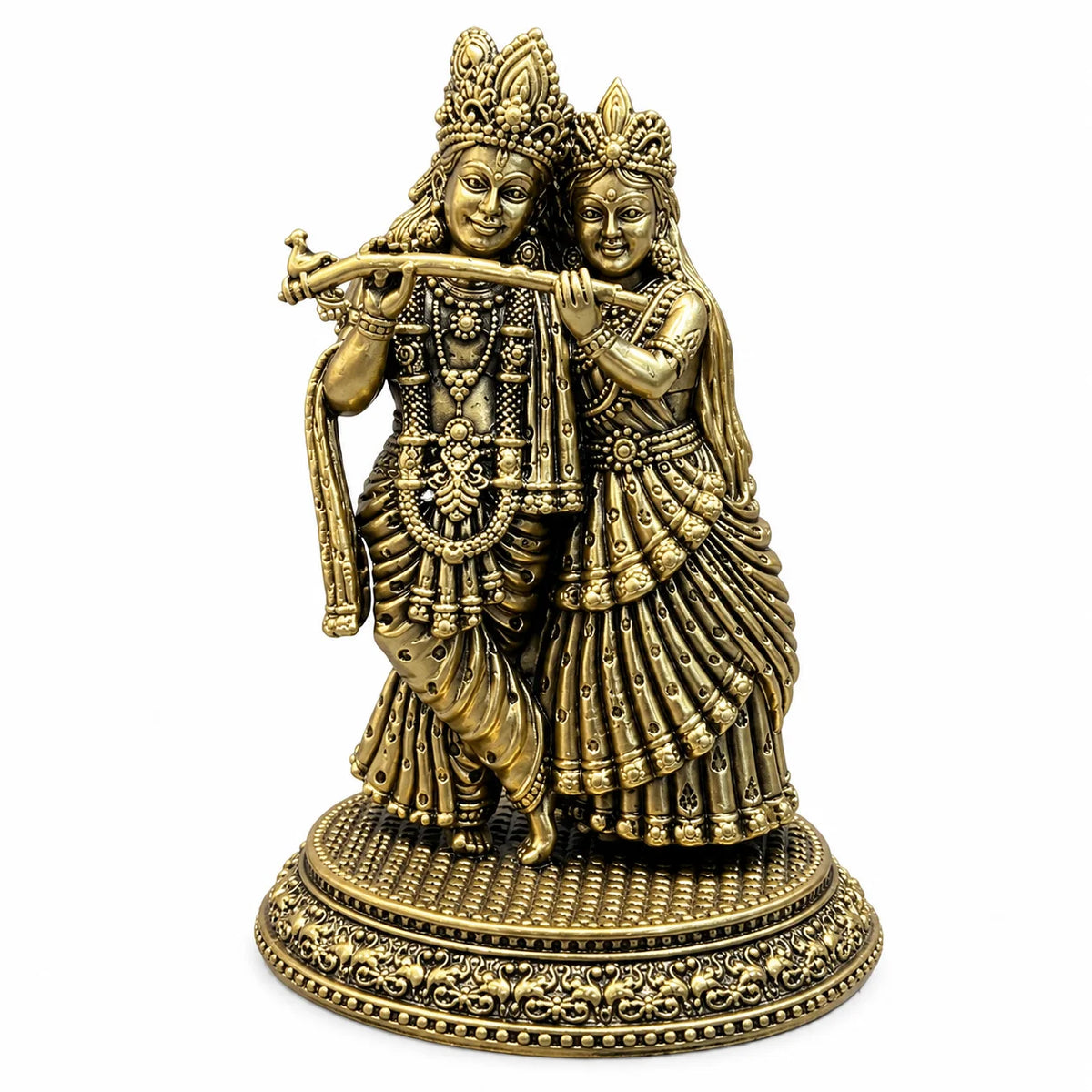 Antique Gold Radha Krishna Showpiece – Traditional Decorative Idol