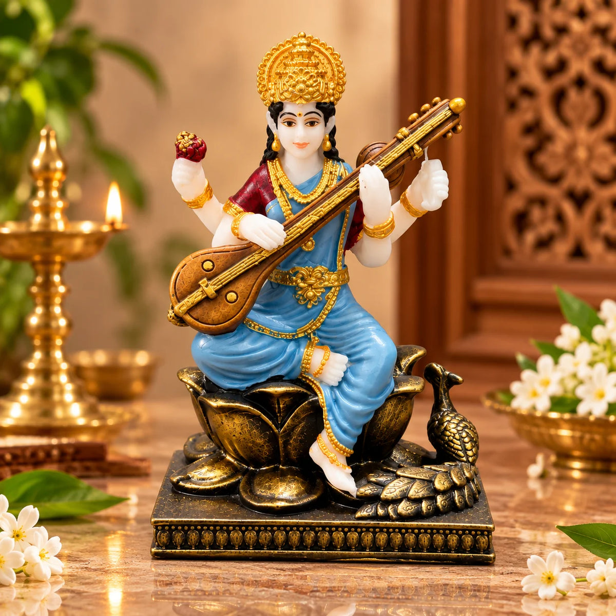 Goddess Saraswati Statue | Veena Playing Saraswati Maa Idol