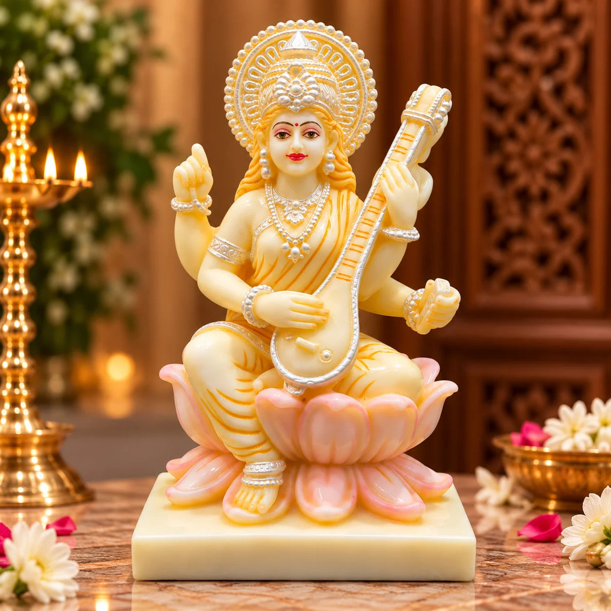 Goddess Saraswati Statue | Veena Playing Saraswati Maa Idol
