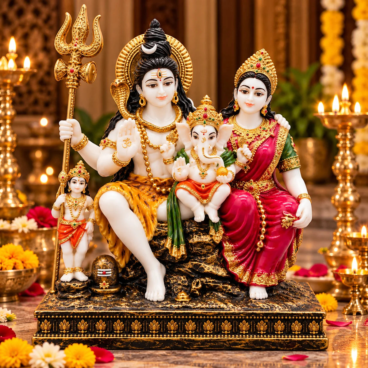 Shiv Parivar Statue | Lord Shiva Parvati Ganesh & Kartikeya Idol