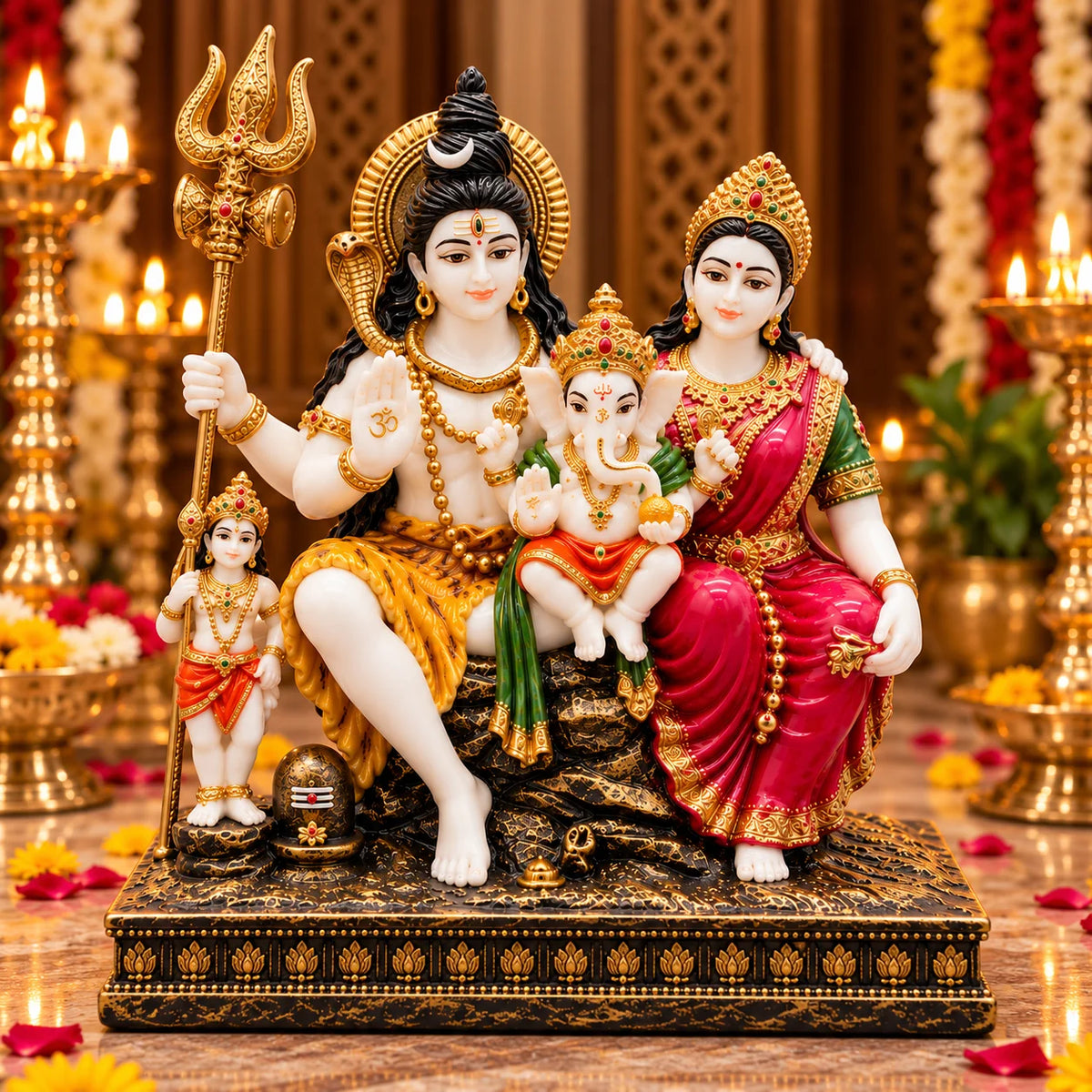 Shiv Parivar Statue | Lord Shiva Parvati Ganesh & Kartikeya Idol