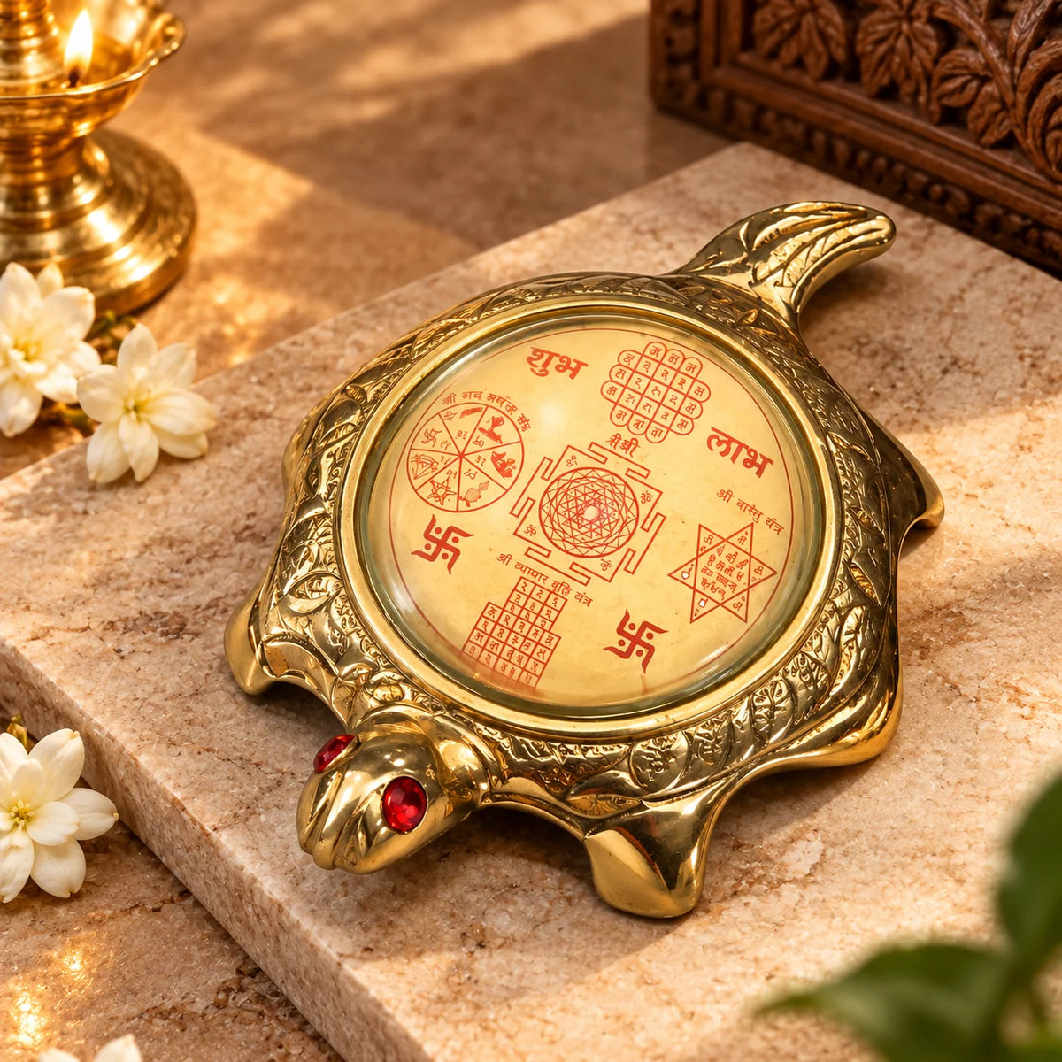 Brass Shree Yantra Vastu Plate | Auspicious Spiritual Décor for Home & Office
