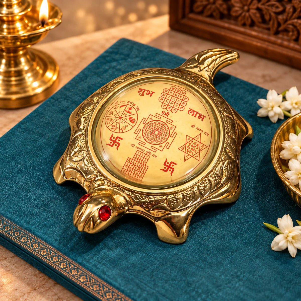 Brass Shree Yantra Vastu Plate | Auspicious Spiritual Décor for Home & Office